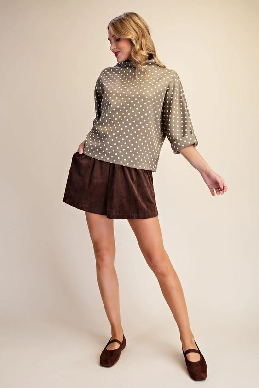 The Polka Dot Mock Neck Olive