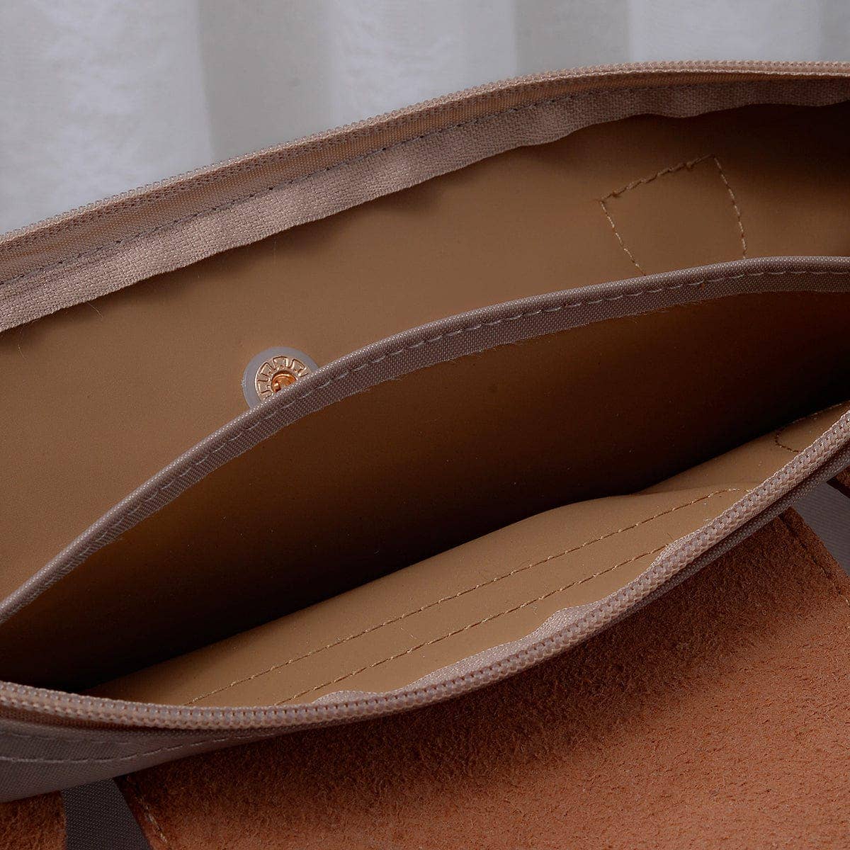 Dorian 16 inch Nylon Tote Bag: Taupe