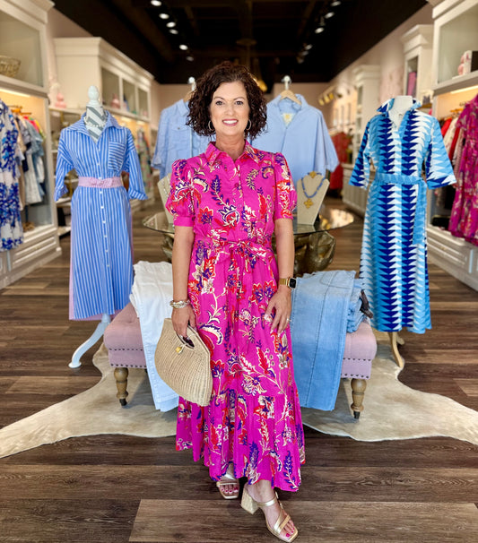 Jude Connally Marina Feathered Floral Pink Gold