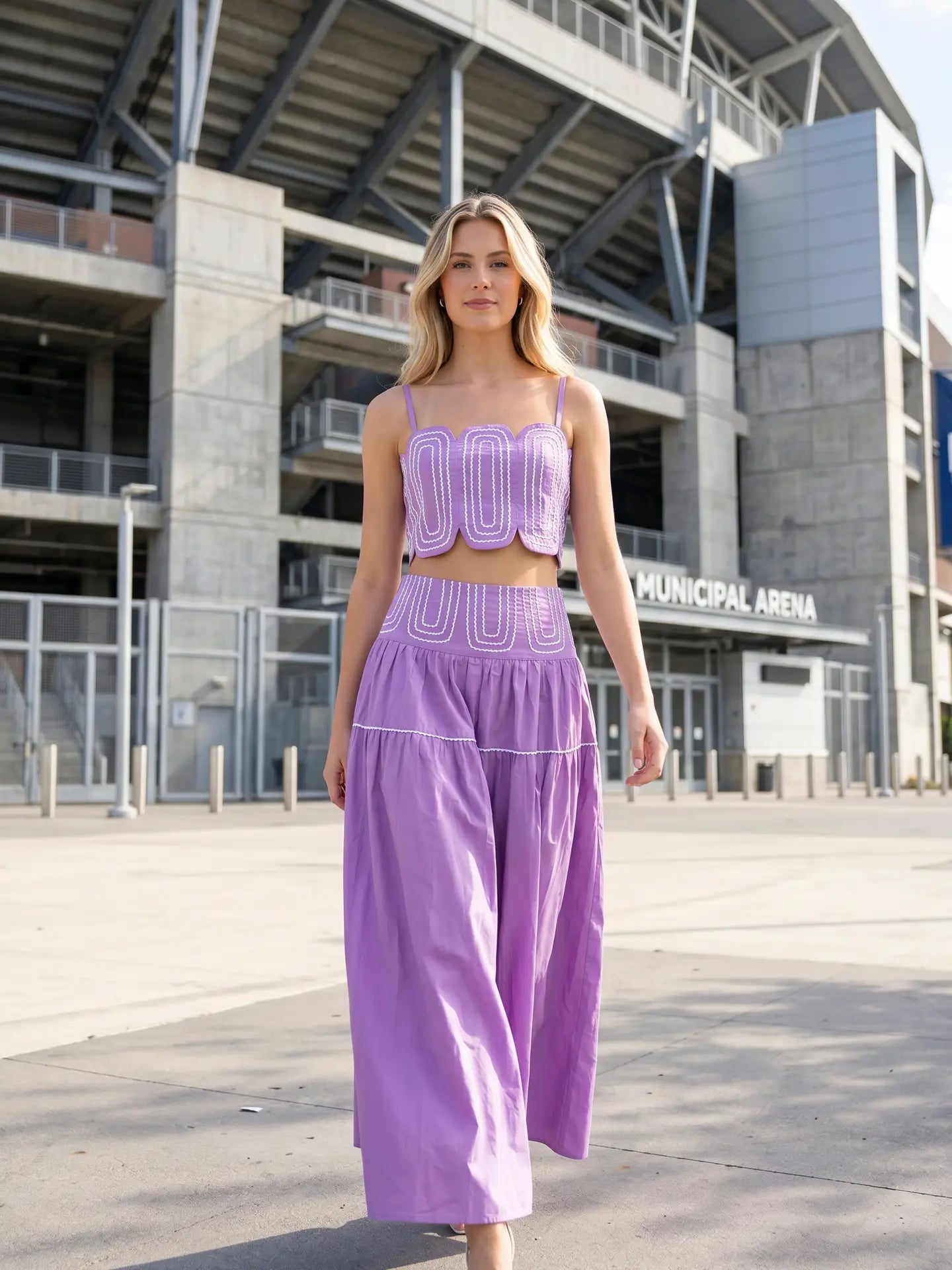 The Scalloped Chic Skirt Set Purple