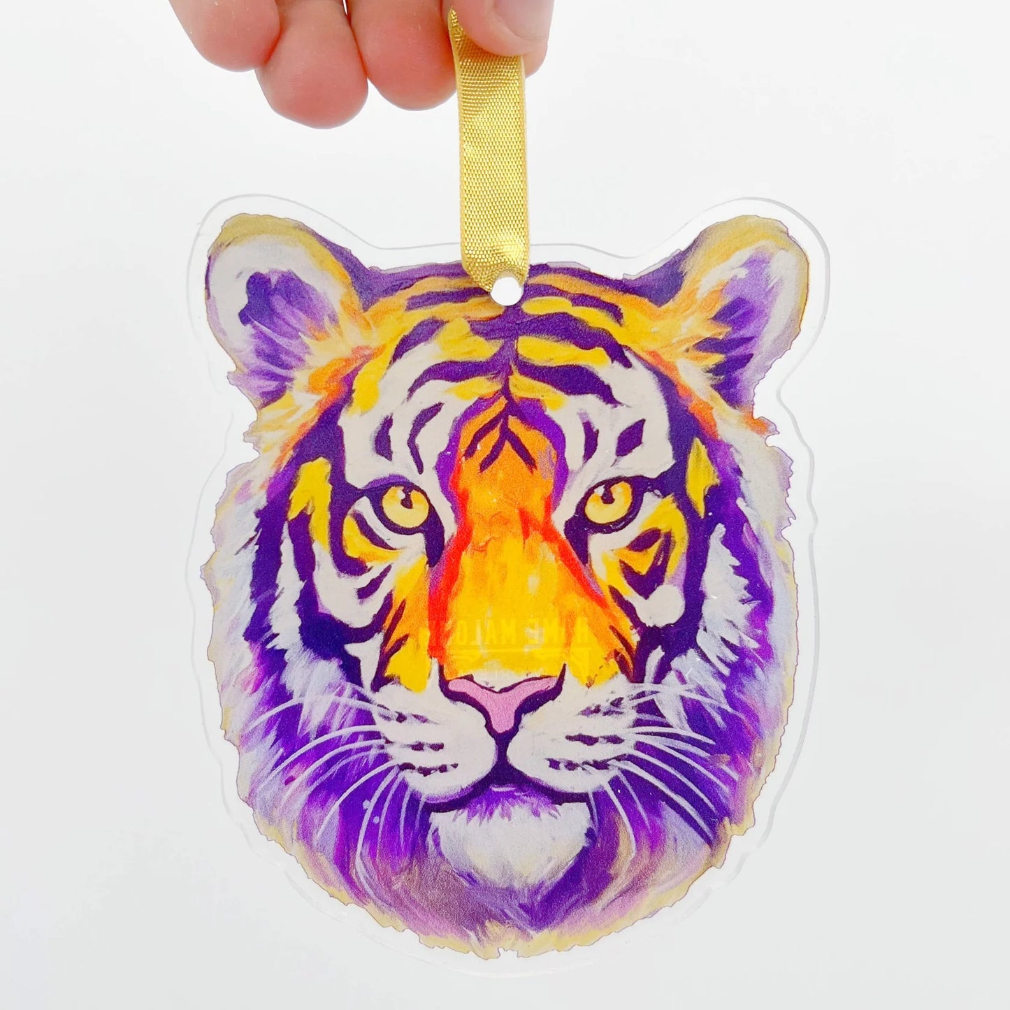Acrylic Purple Tiger Head Ornament