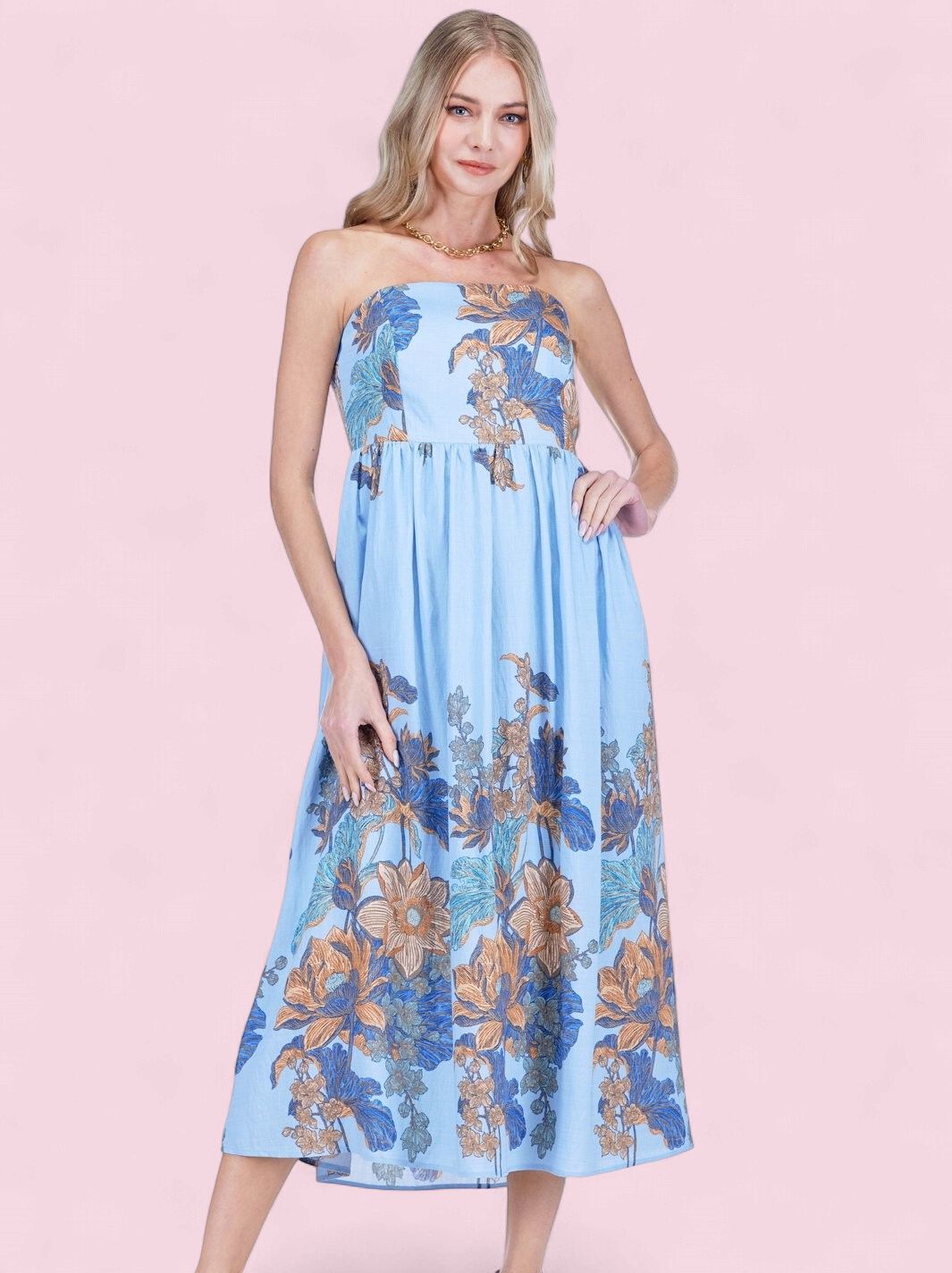 Joy Joy Gathers Tube Dress Antique Blossoms