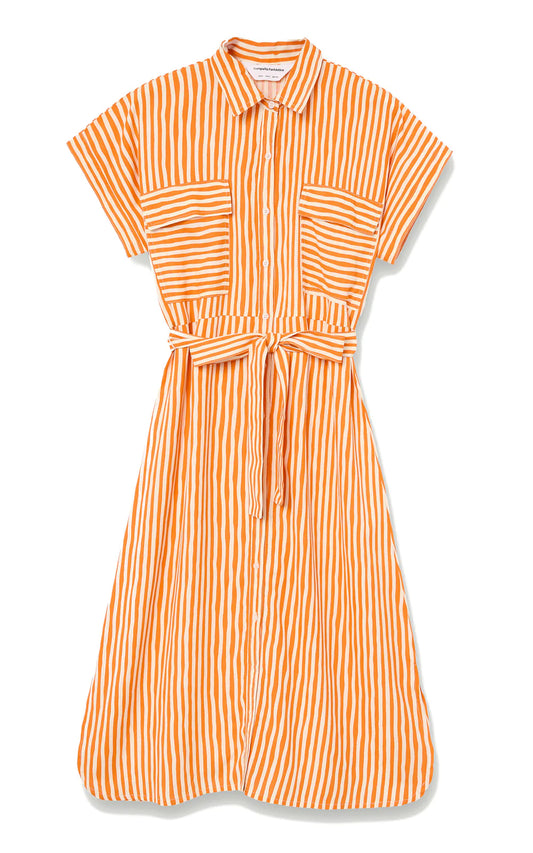 Orange Stripe Shirt Dress