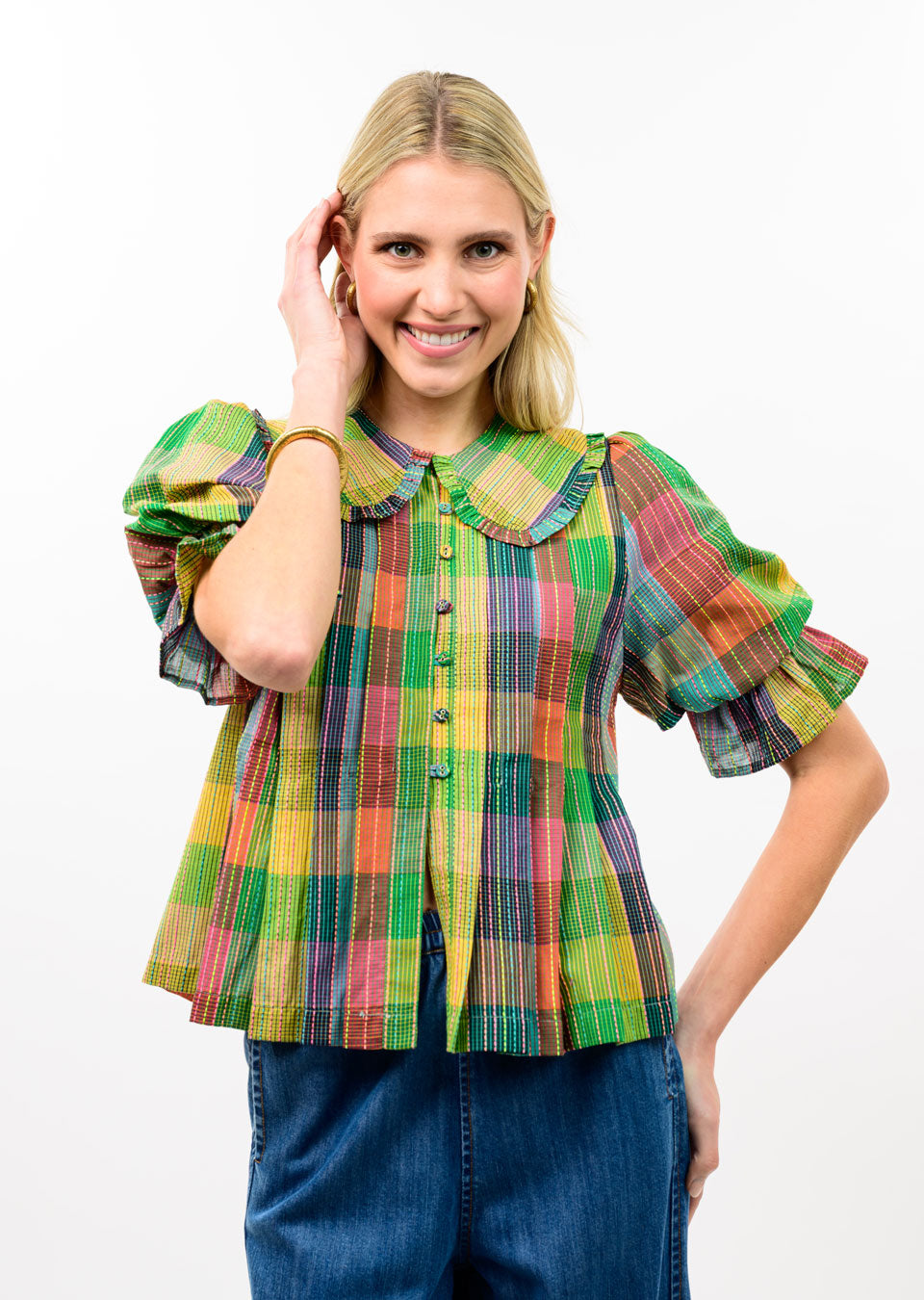 Ivy Jane Blocks Of Plaid Top