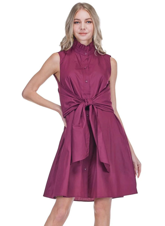 Jade Back Wrap Dress Maroon