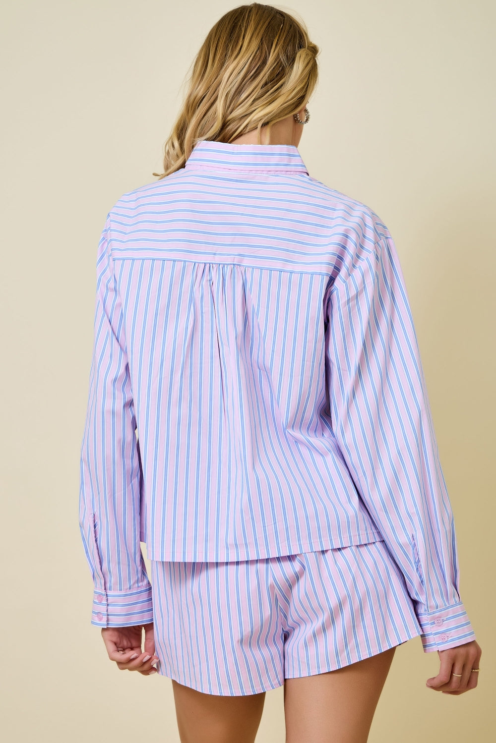 Striped Button Down Collared Set