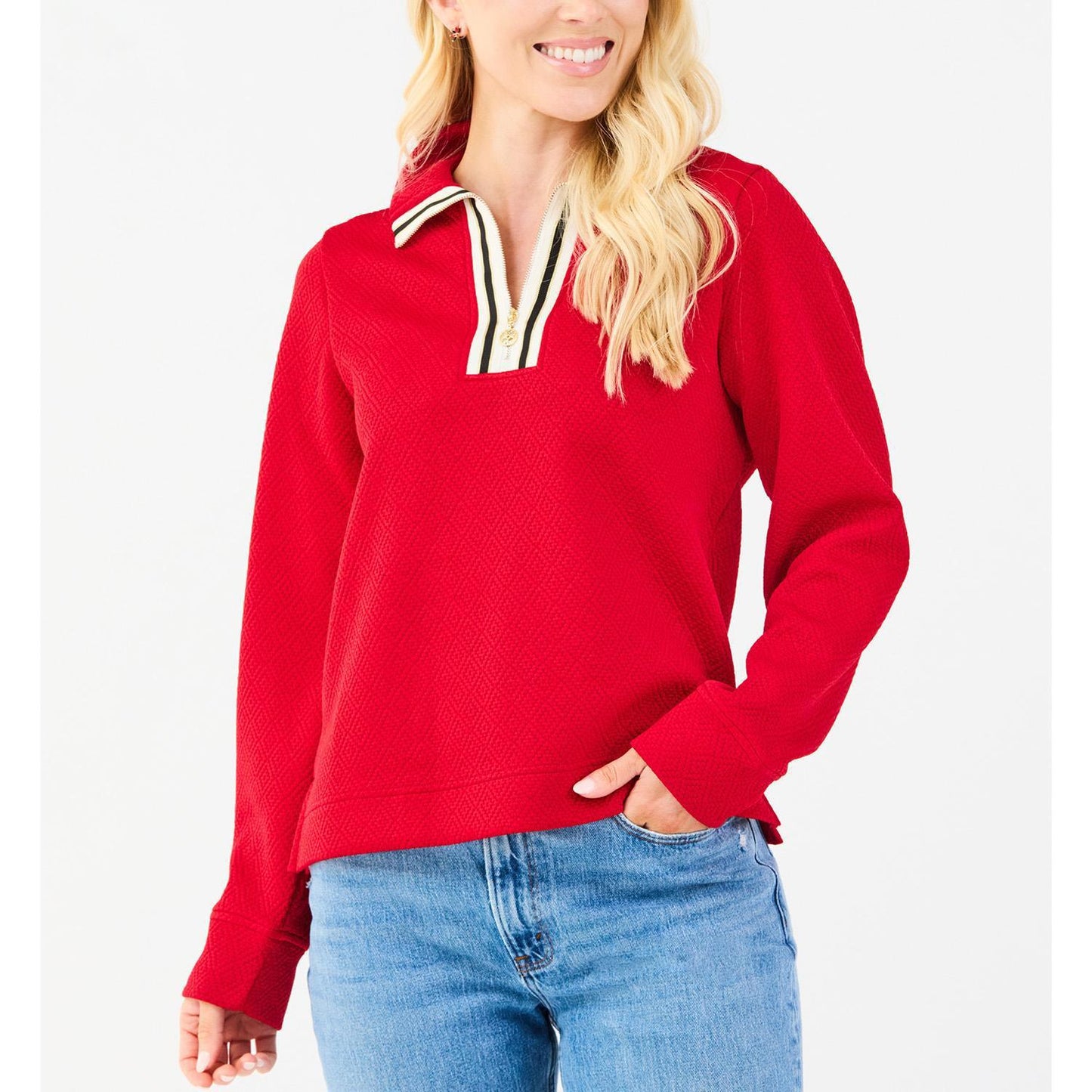 Mary Square Lula Top Red And Black