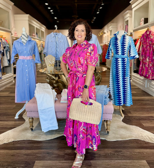 Jude Connally Marina Feathered Floral Pink Gold