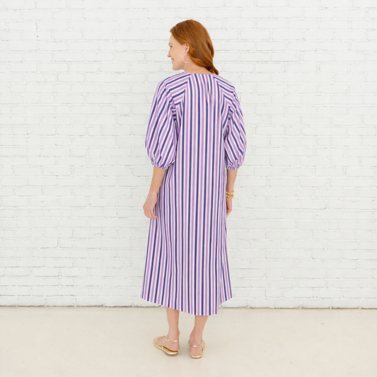 Caryn Lawn Coco Palm Beach Dress Lavender/Navy