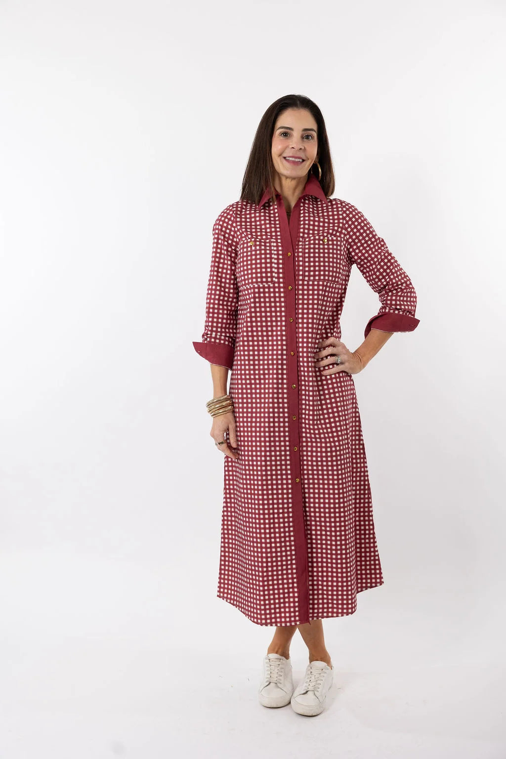 Garland Harper Dress Dark Red Gingham