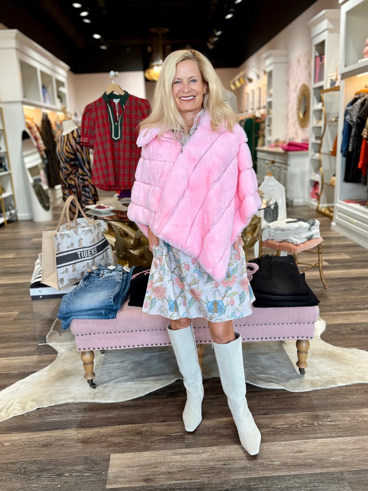 Extra Fuzzy Faux Fur Shawl Baby Pink