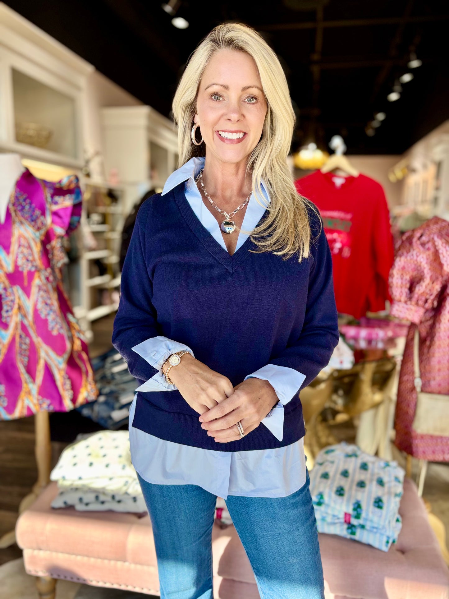 Navy Layered Sweater