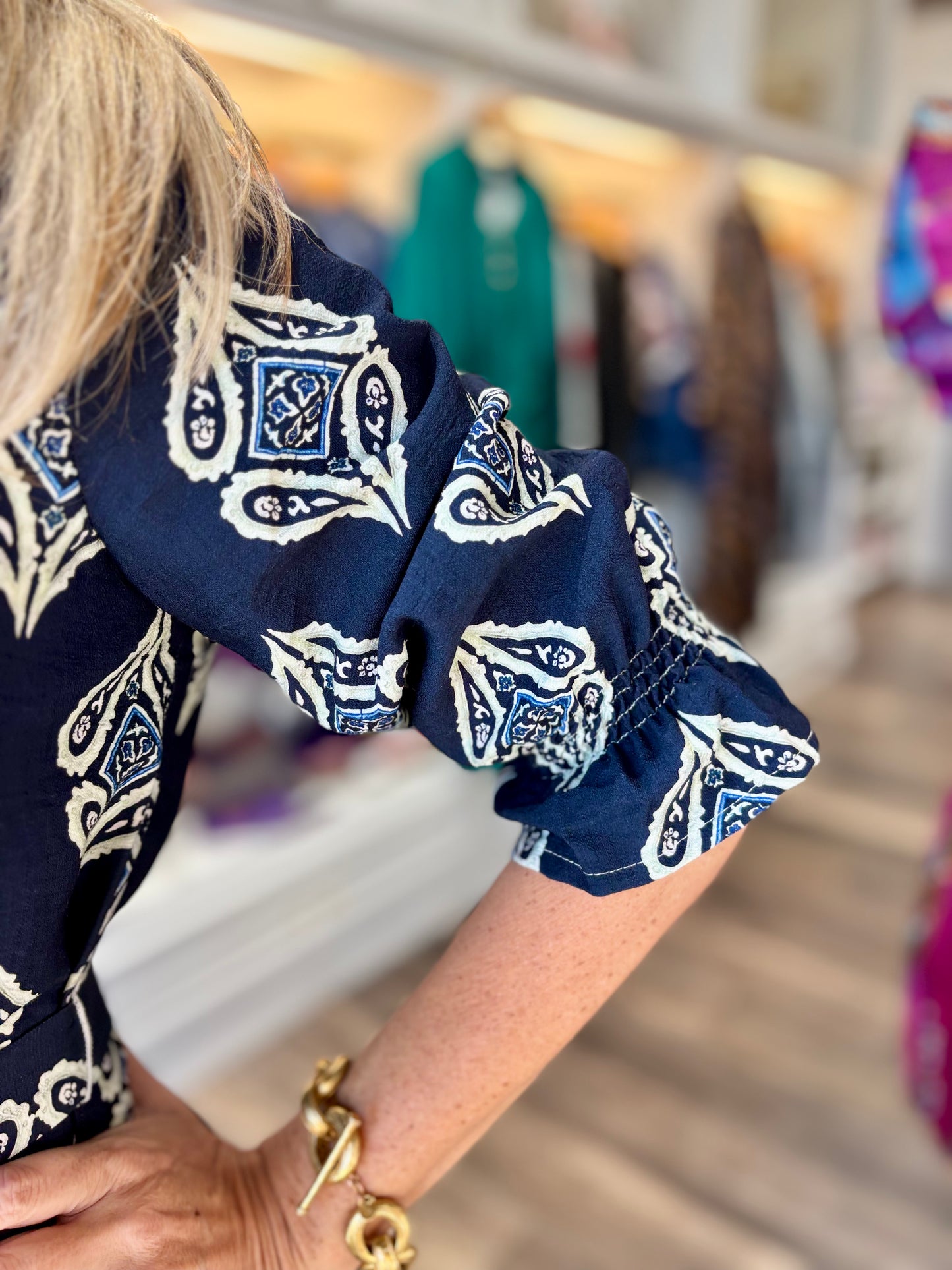 BOHO Chic Navy Diamond Dress