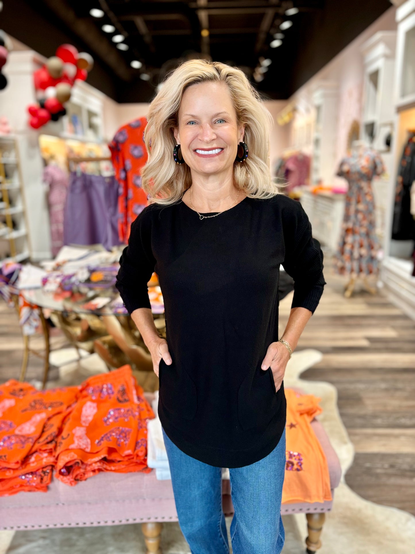 Charlie B Knit Sweater with Lace-Up Cuffs - Black