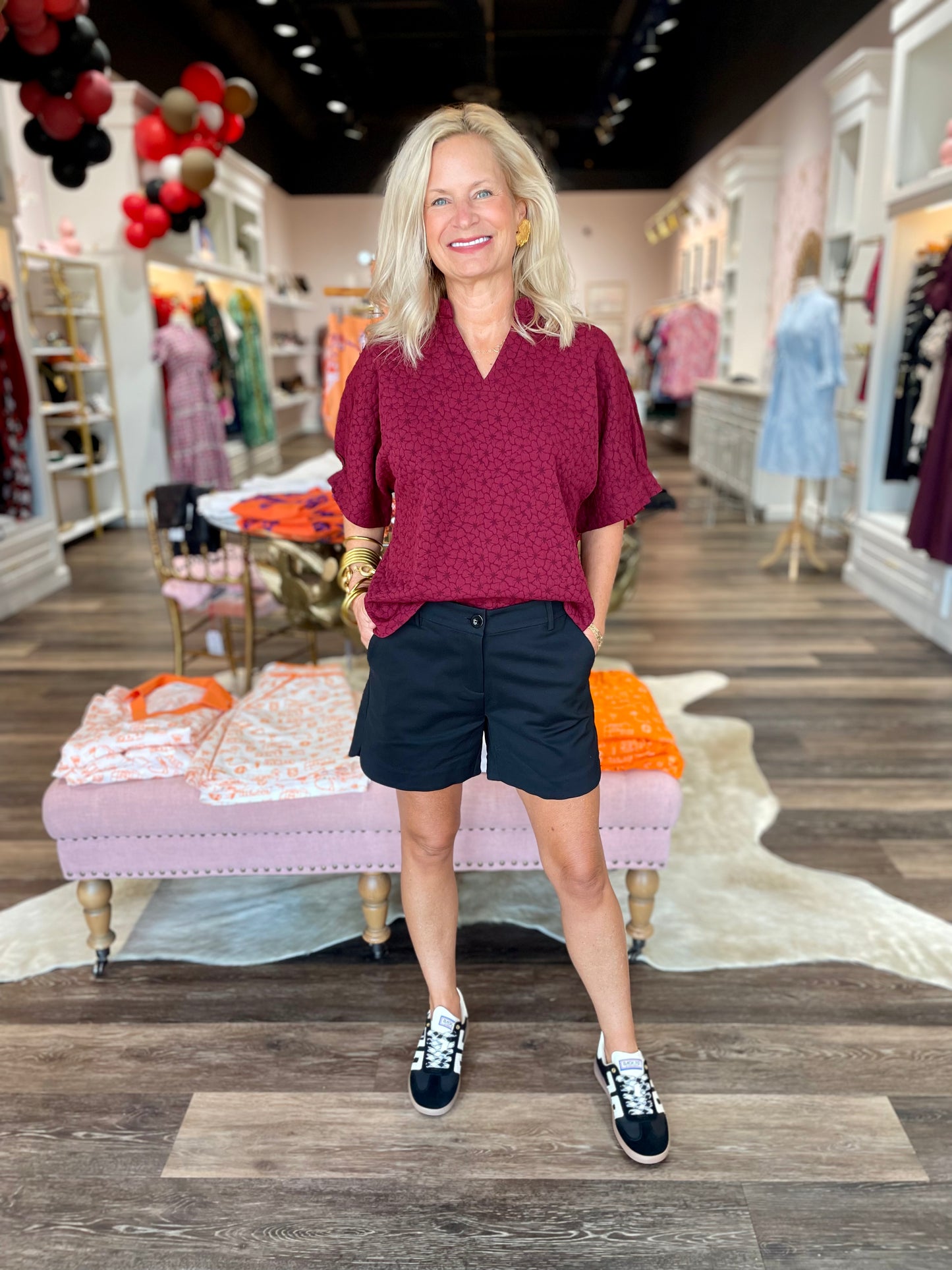 Caryn Lawn Annie Quilted Top Maroon