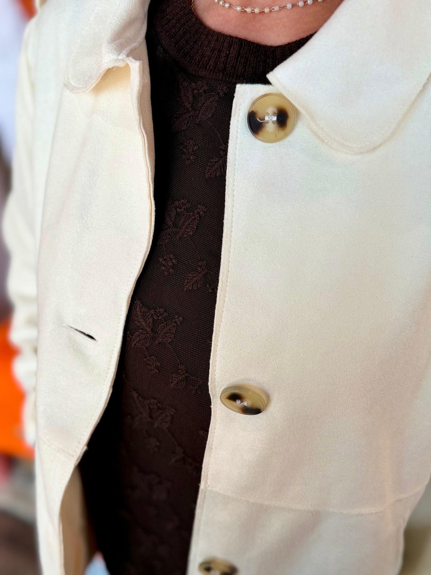 Entro Vanilla Latte Faux Suede Jacket