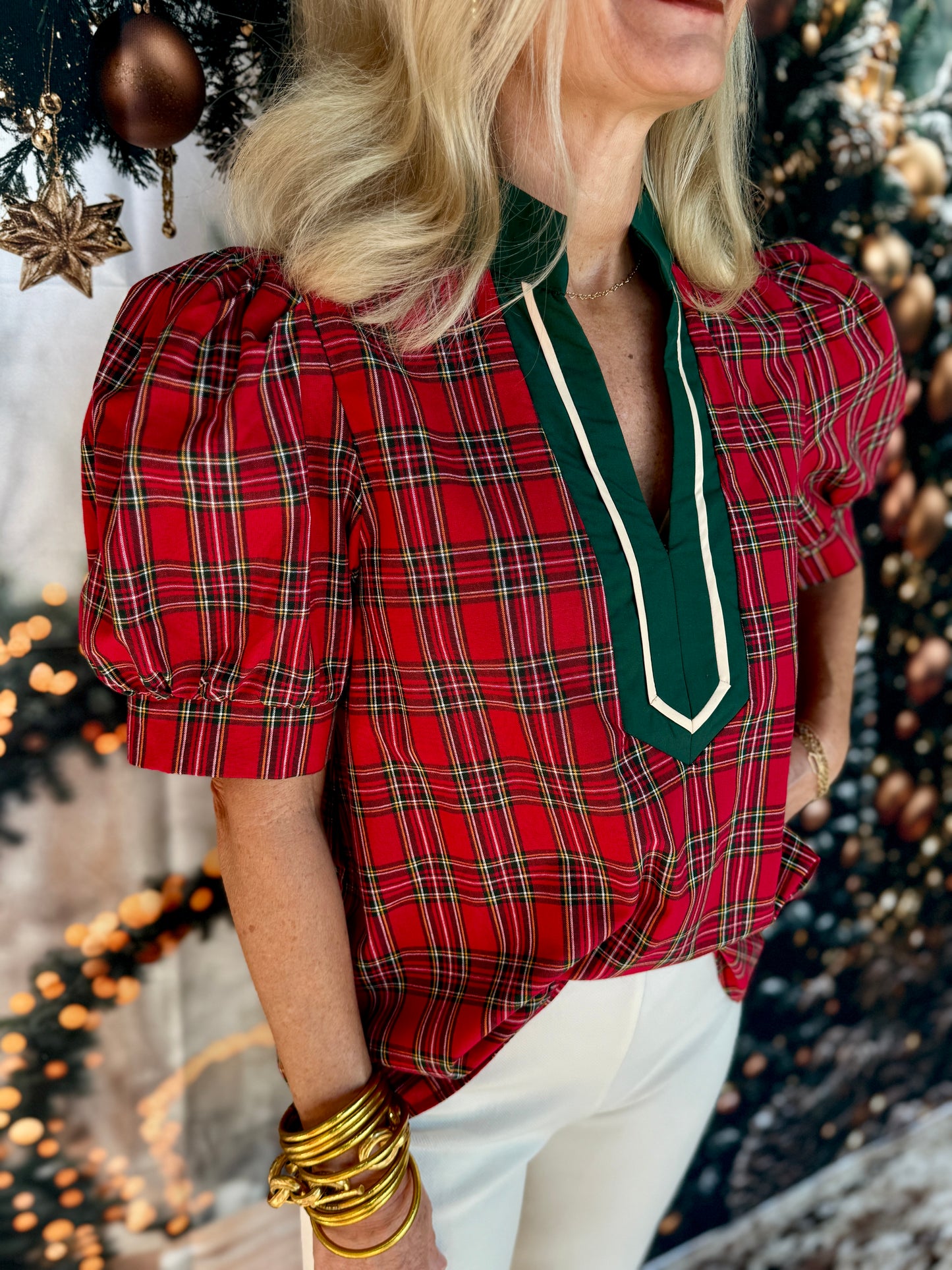 Plaid Top Red