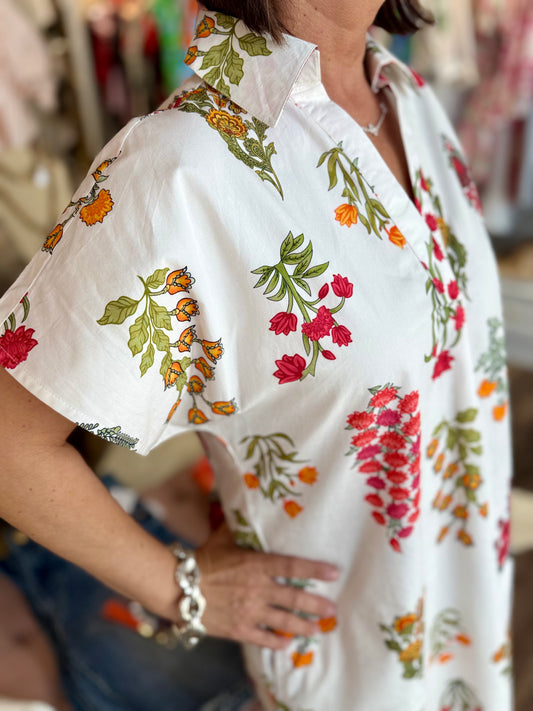 THML Short Sleeve Floral Detail Short Sleeve Dress