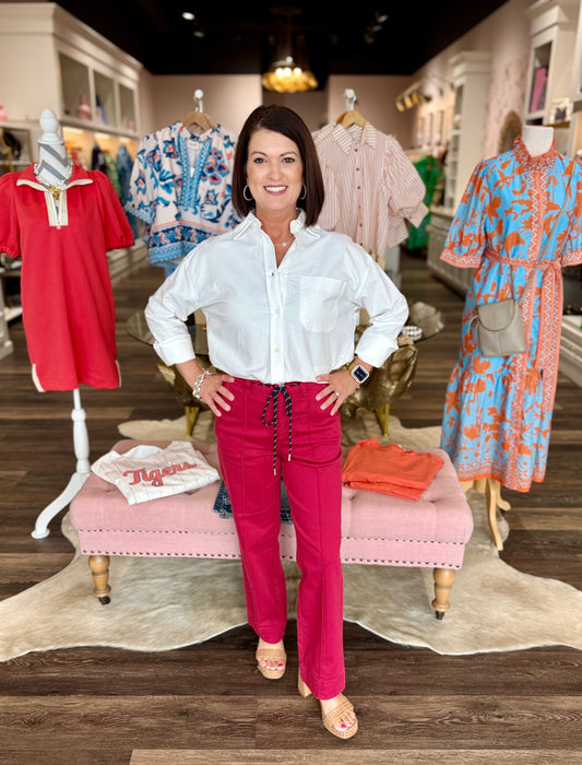 Poplin Back Slit Button Up Shirt White