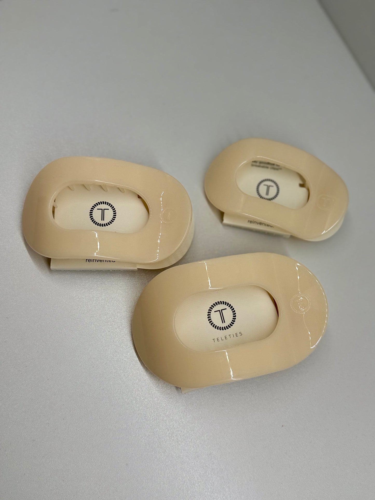 Teleties Flat Round Hair Clip Almond Beige