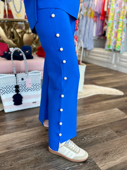 Joh Apparel Farrah French Scuba Pearl Pant Cobalt