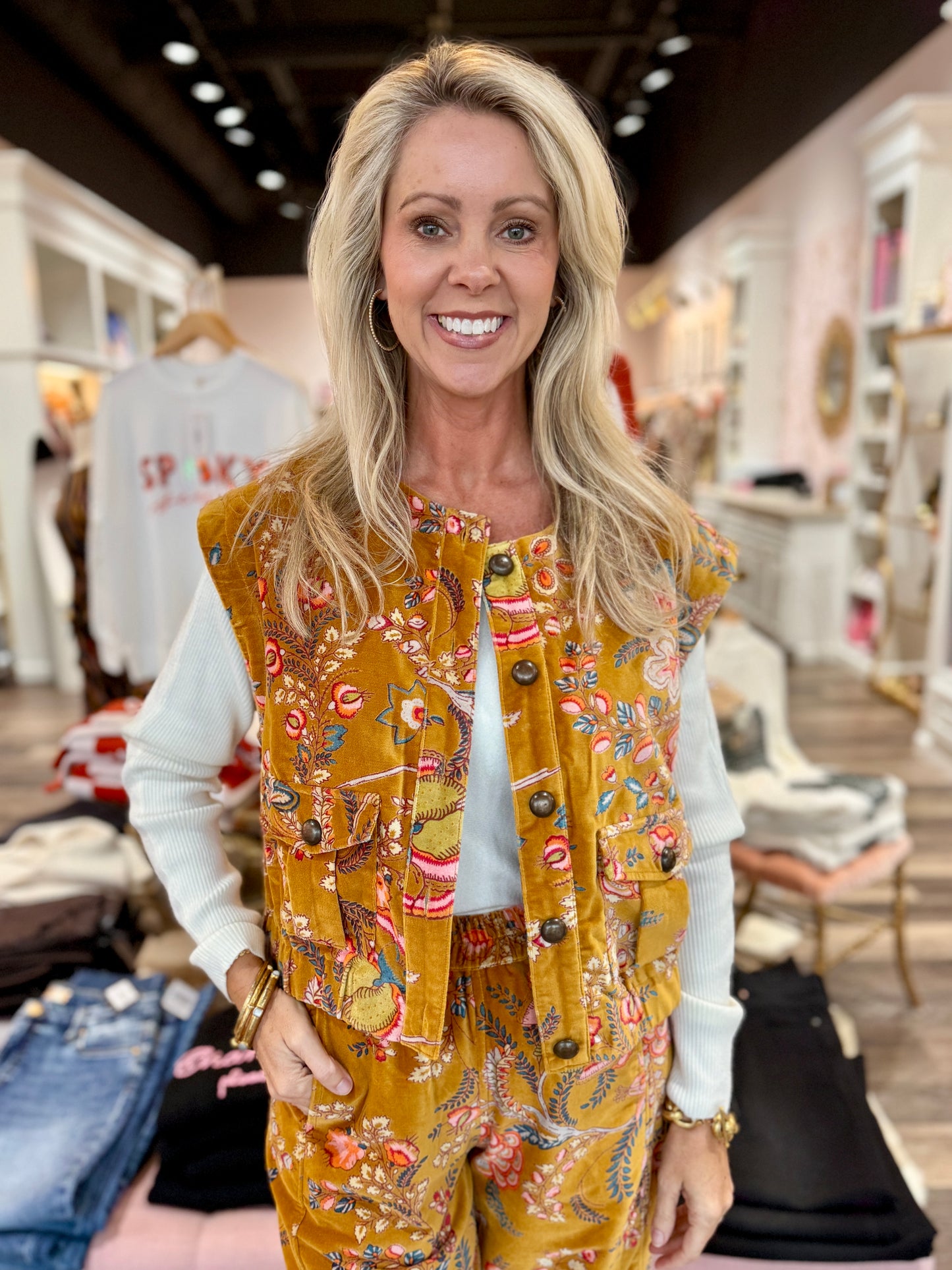 Ivy Jane Velveteen Vest Gold