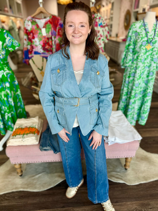 Boho Chic Gold Button Denim Jacket