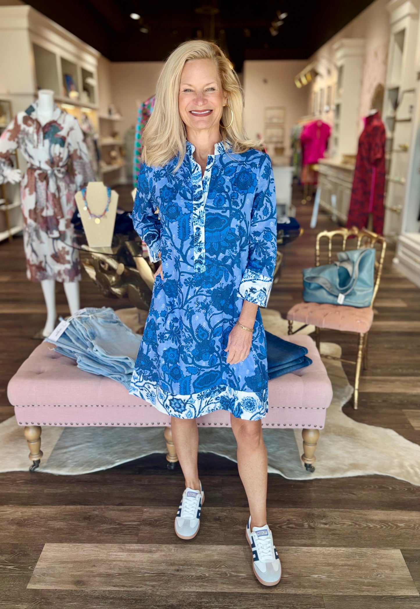 La Plage Simmons Tunic Dress Katu Floral Peri/blues