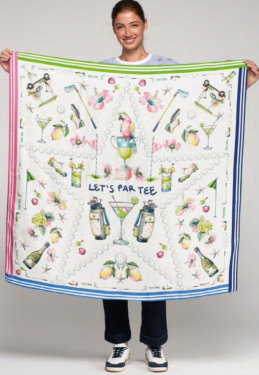 Vilagallo Let's Par Tee Multicolor Golf Print Scarf