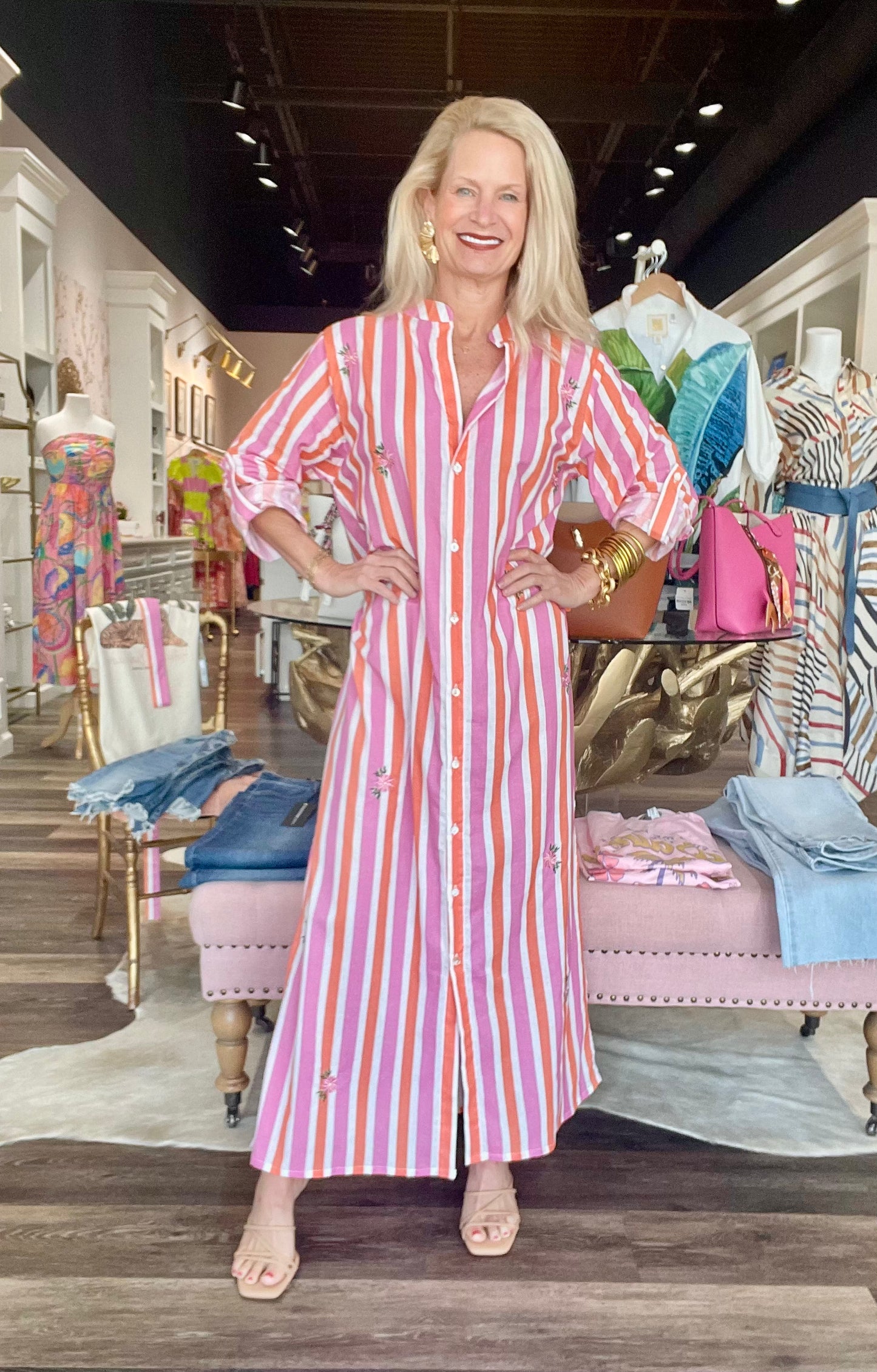 Bindu Gabby Tunic Dress Pink/ Orange