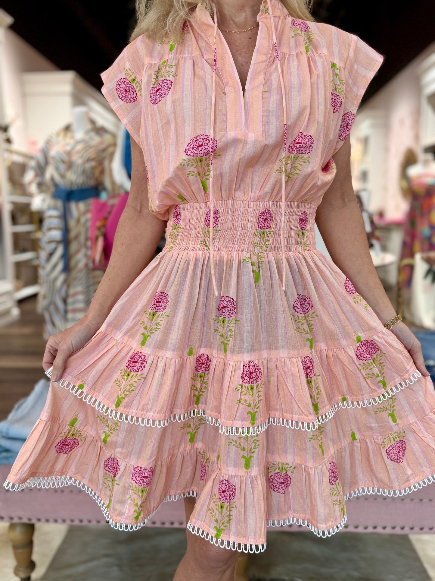 Bindu Poppy Dress Peach Marigold