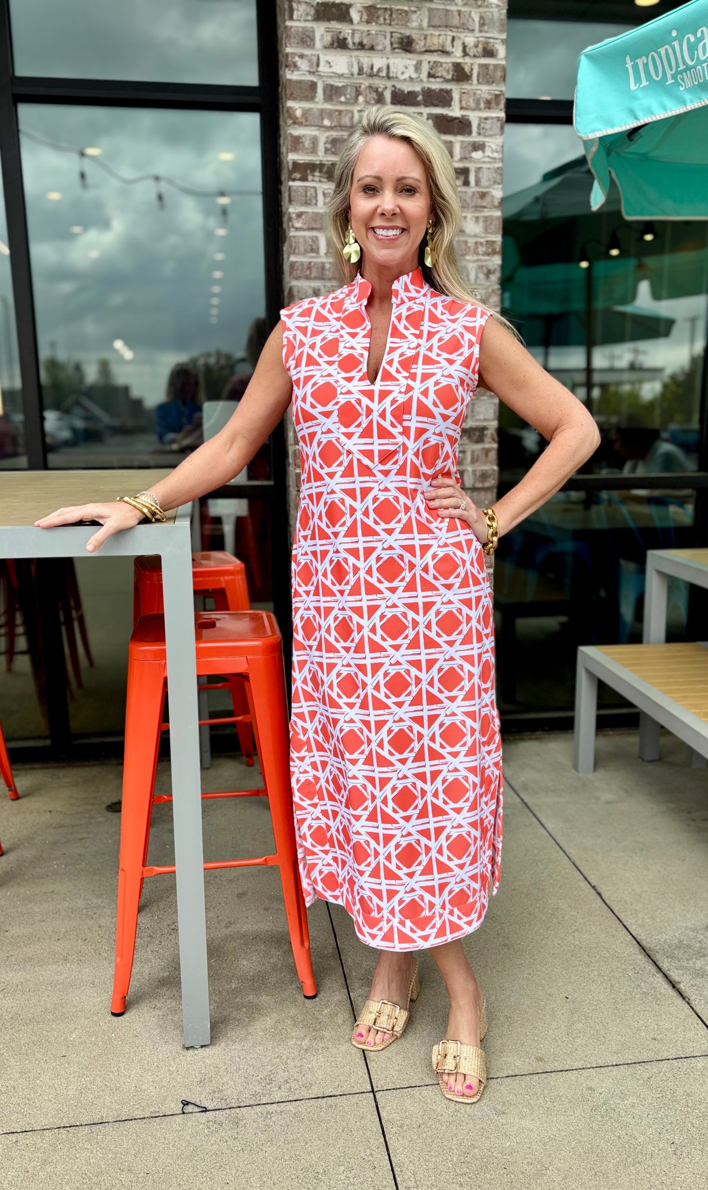 Jude Connally Kristen Maxi Bamboo Rattan Coral