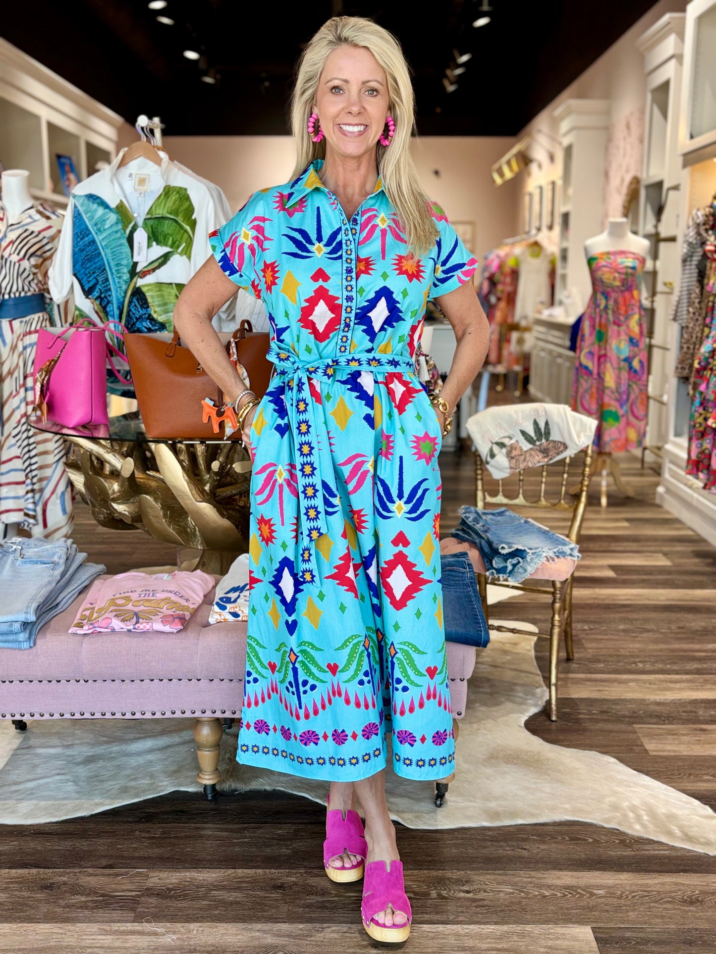 Maude Vivante Rylie Dress Aqua Ikat