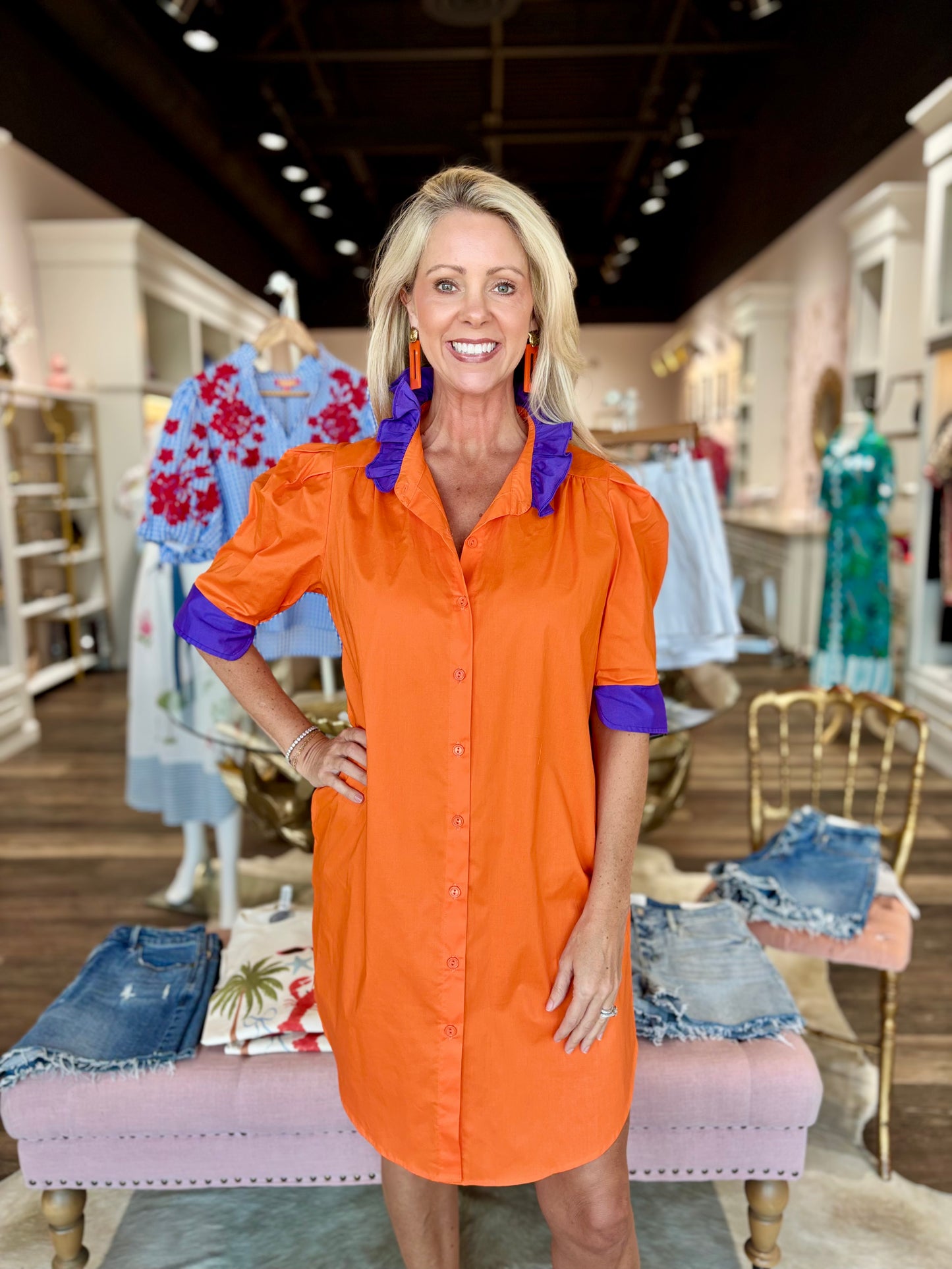 Orange and Purple Shirt Dress