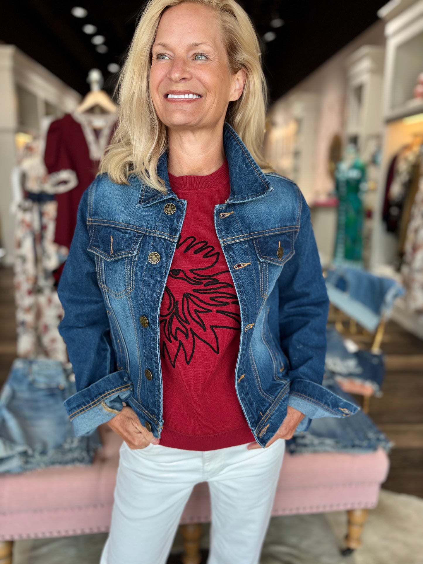 Beaded Denim Jacket Gamecocks