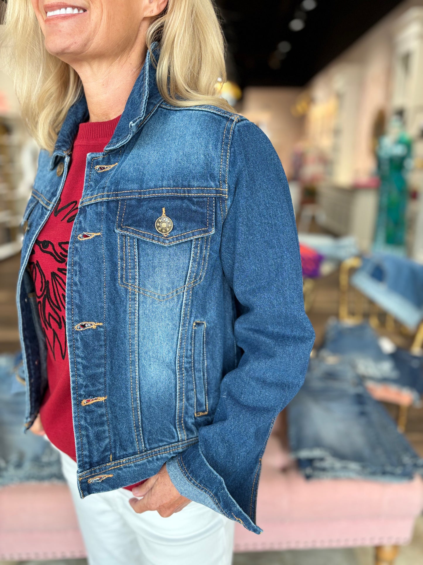 Beaded Denim Jacket Gamecocks