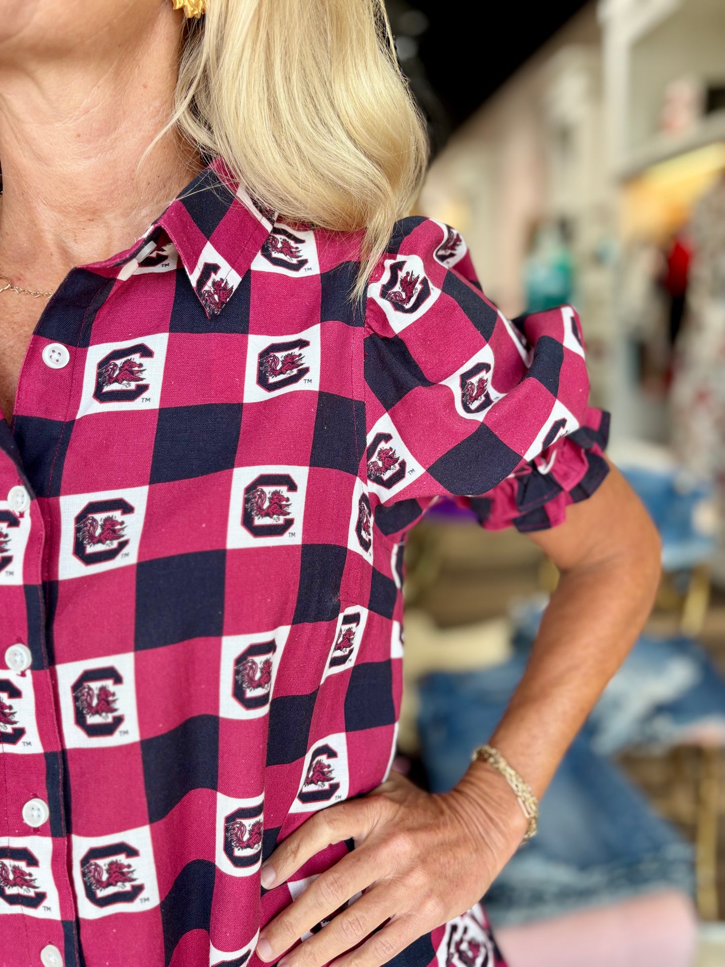 The Go Gingham Ruffle Dress South Carolina