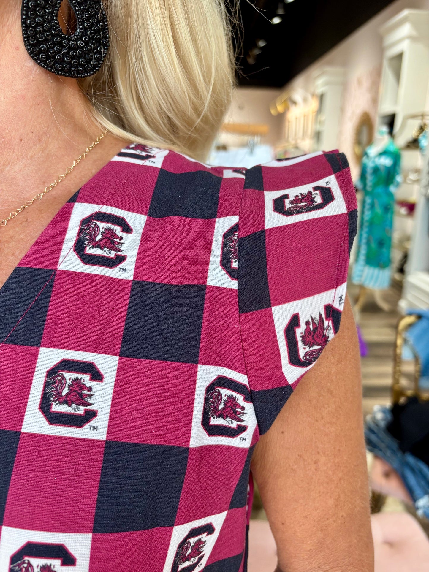 The Go Gingham Ruffle Tank South Carolina