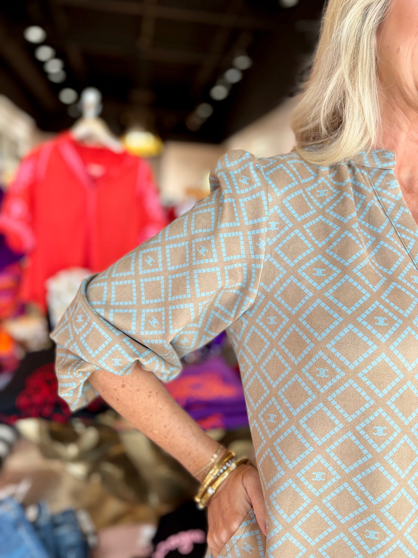 Boho Chic Dress Camel/ Blue