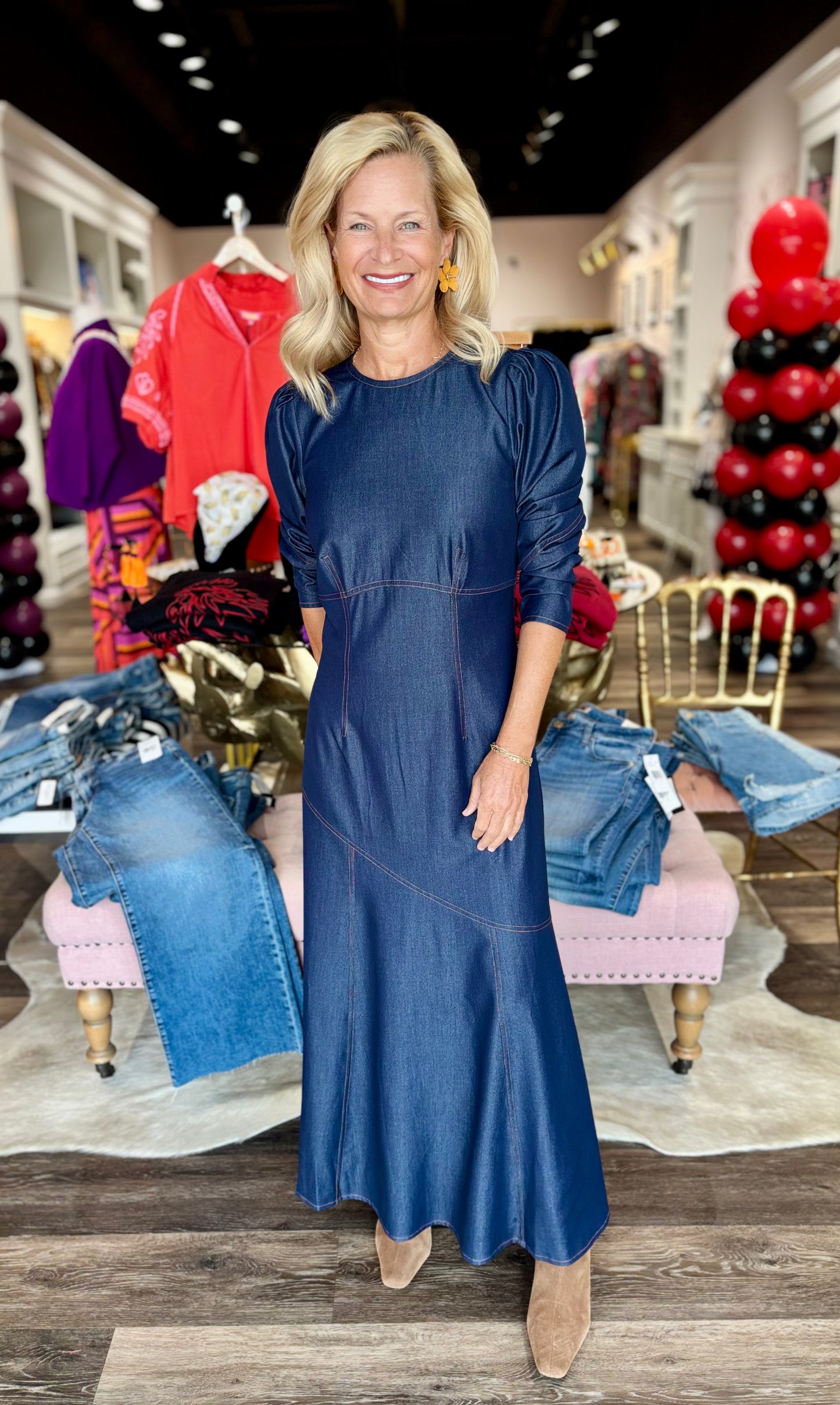 Jayne Denim Midi Dress