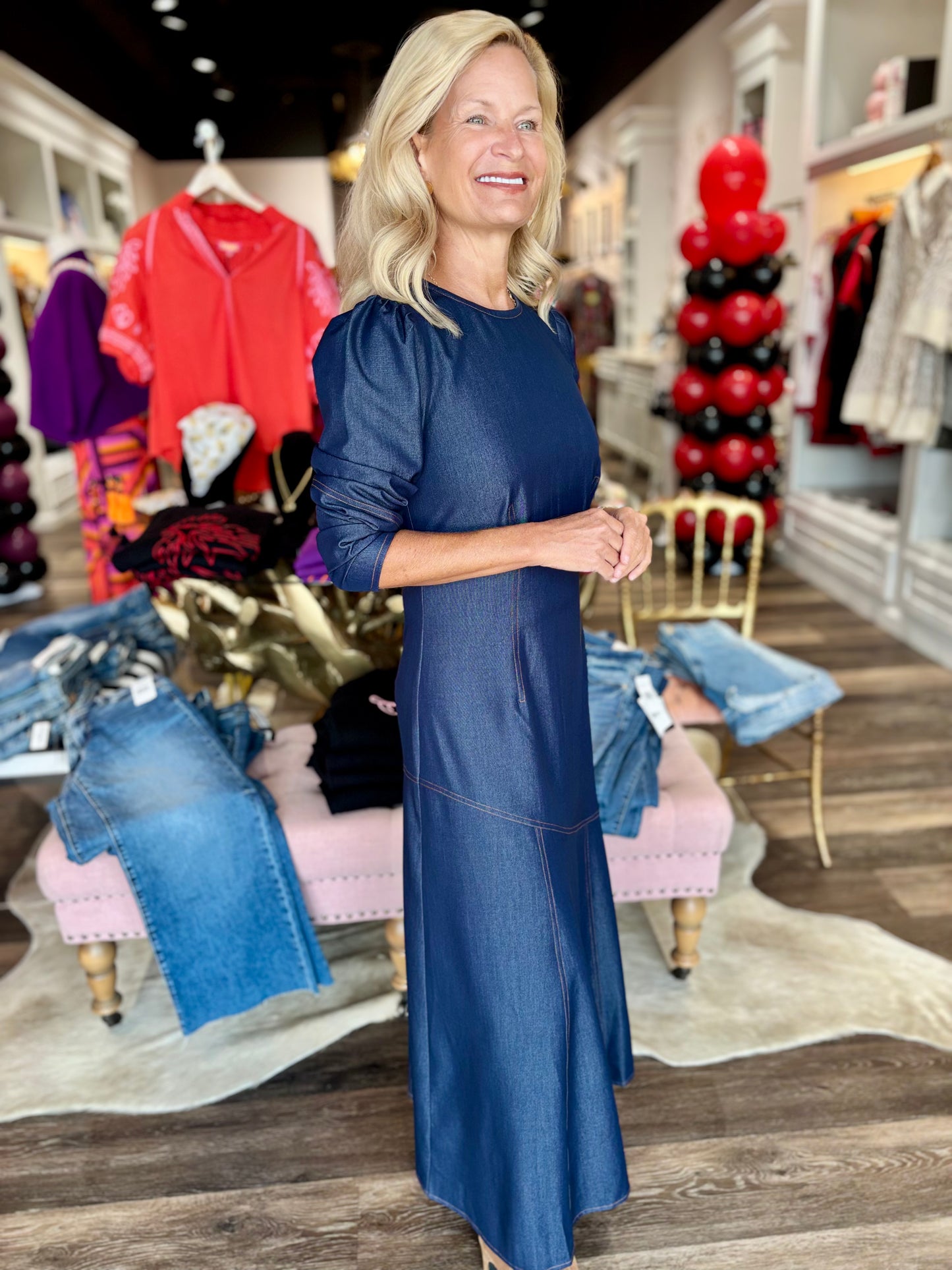 Jayne Denim Midi Dress