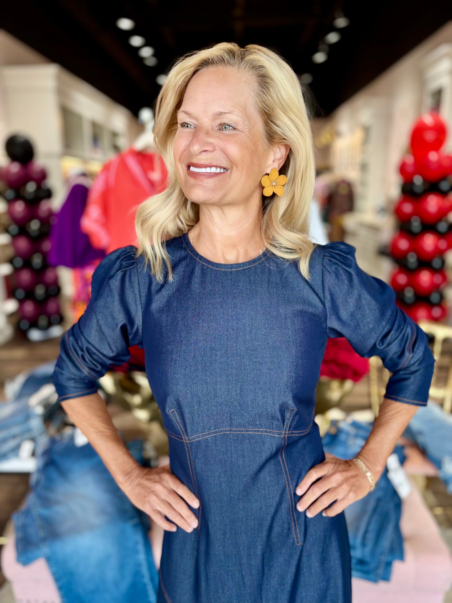 Jayne Denim Midi Dress