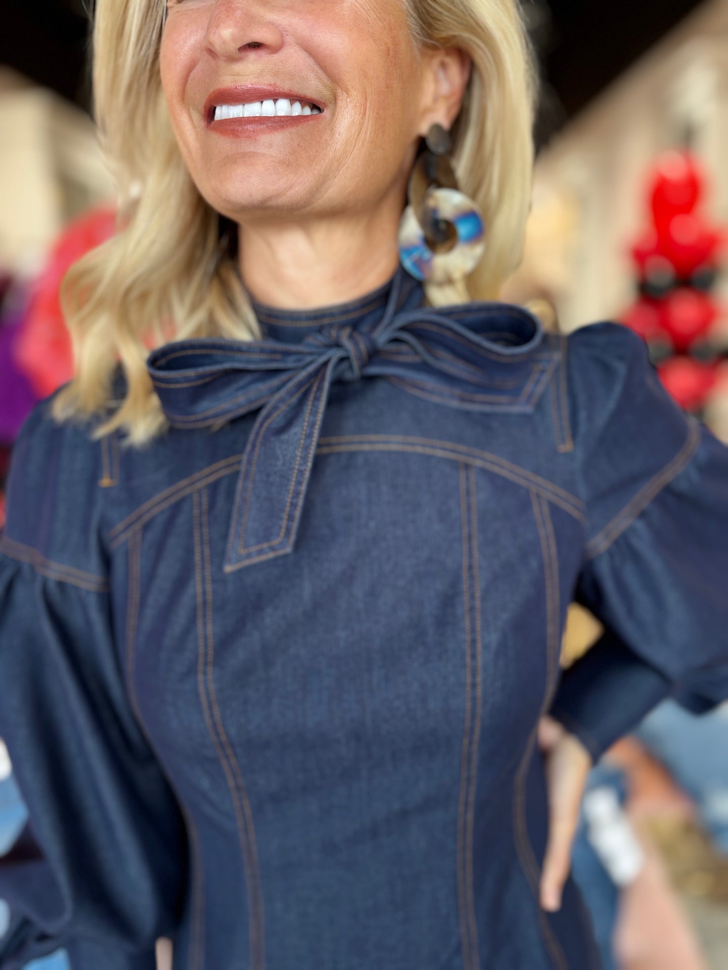 Lilith Denim High Neck Mini Dress