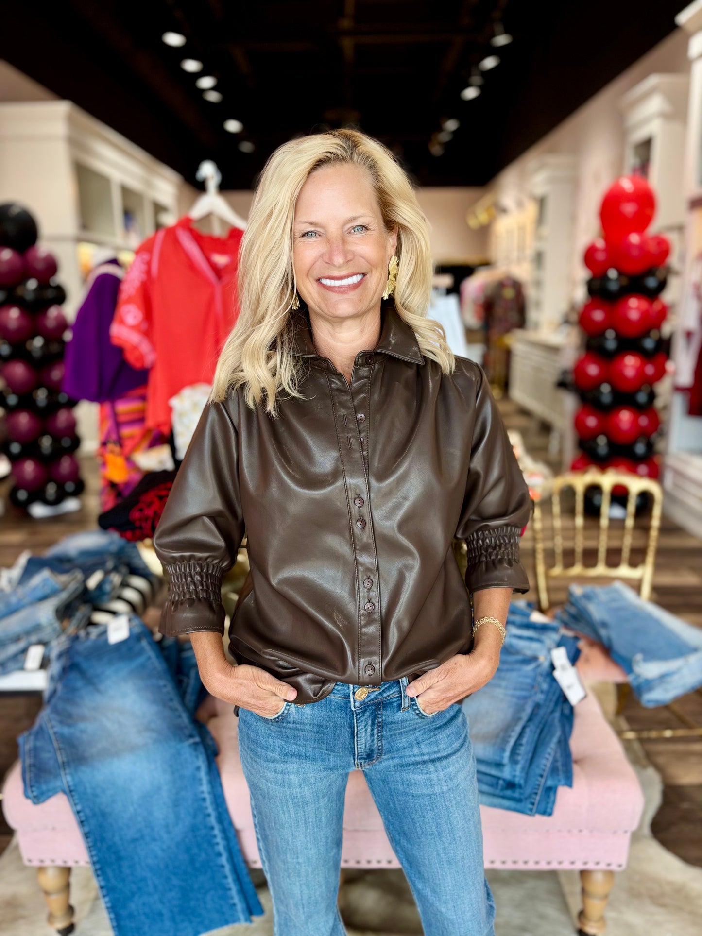 Boho Chic Brown Leather Top