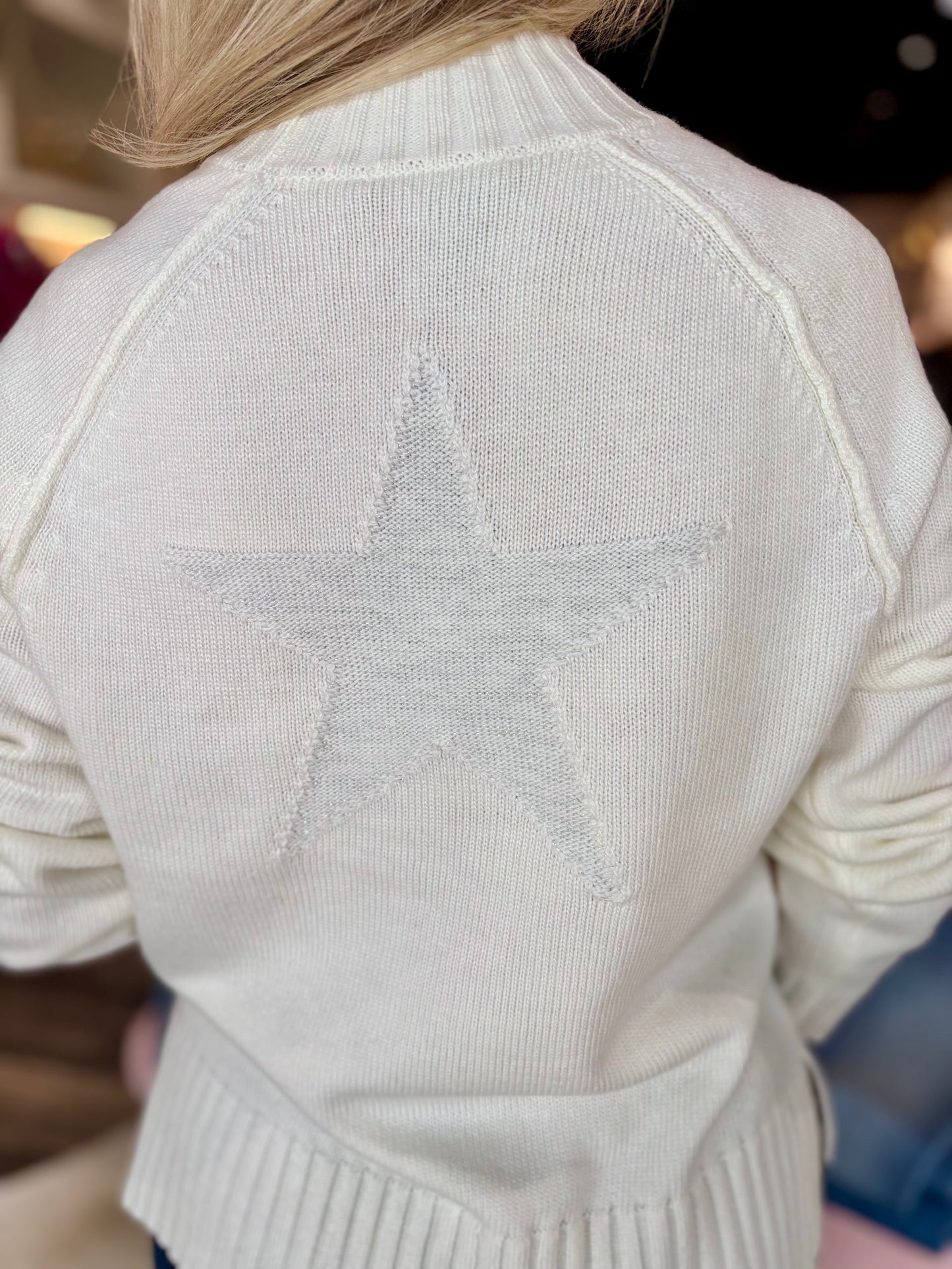 Charlie B Jacquard Mock Neck Ski Sweater - Ecru