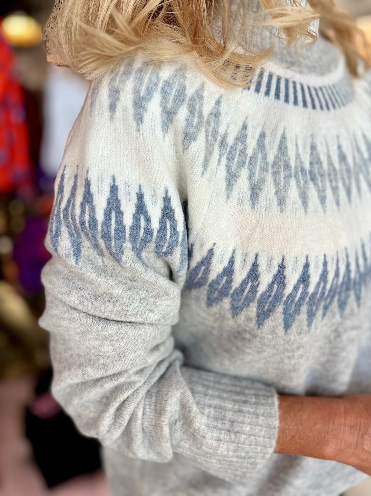 Charlie B Mock Neck Sweater Lt Grey