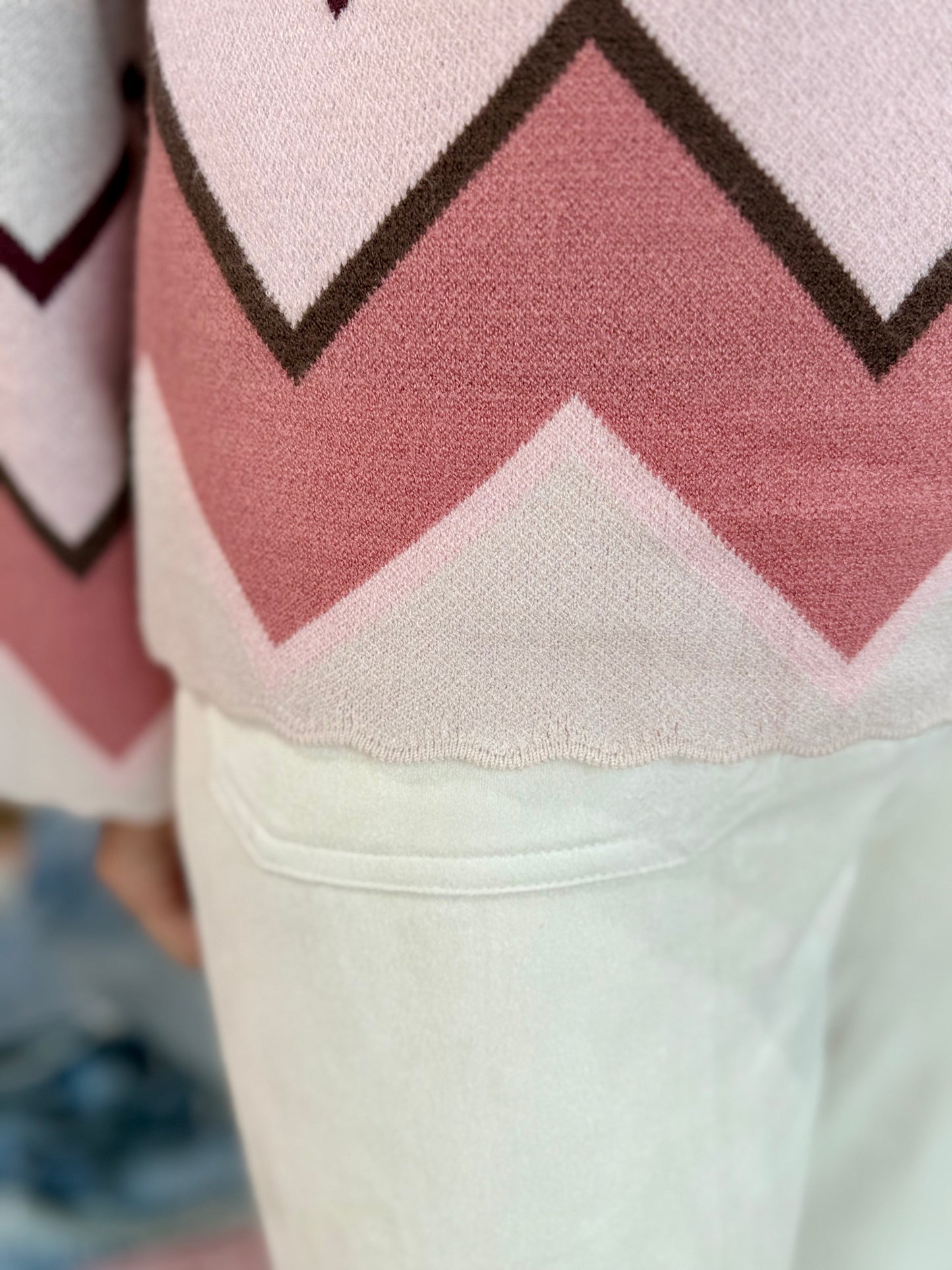 Charlie B Jacquard Bell Sleeve Sweater Chevron