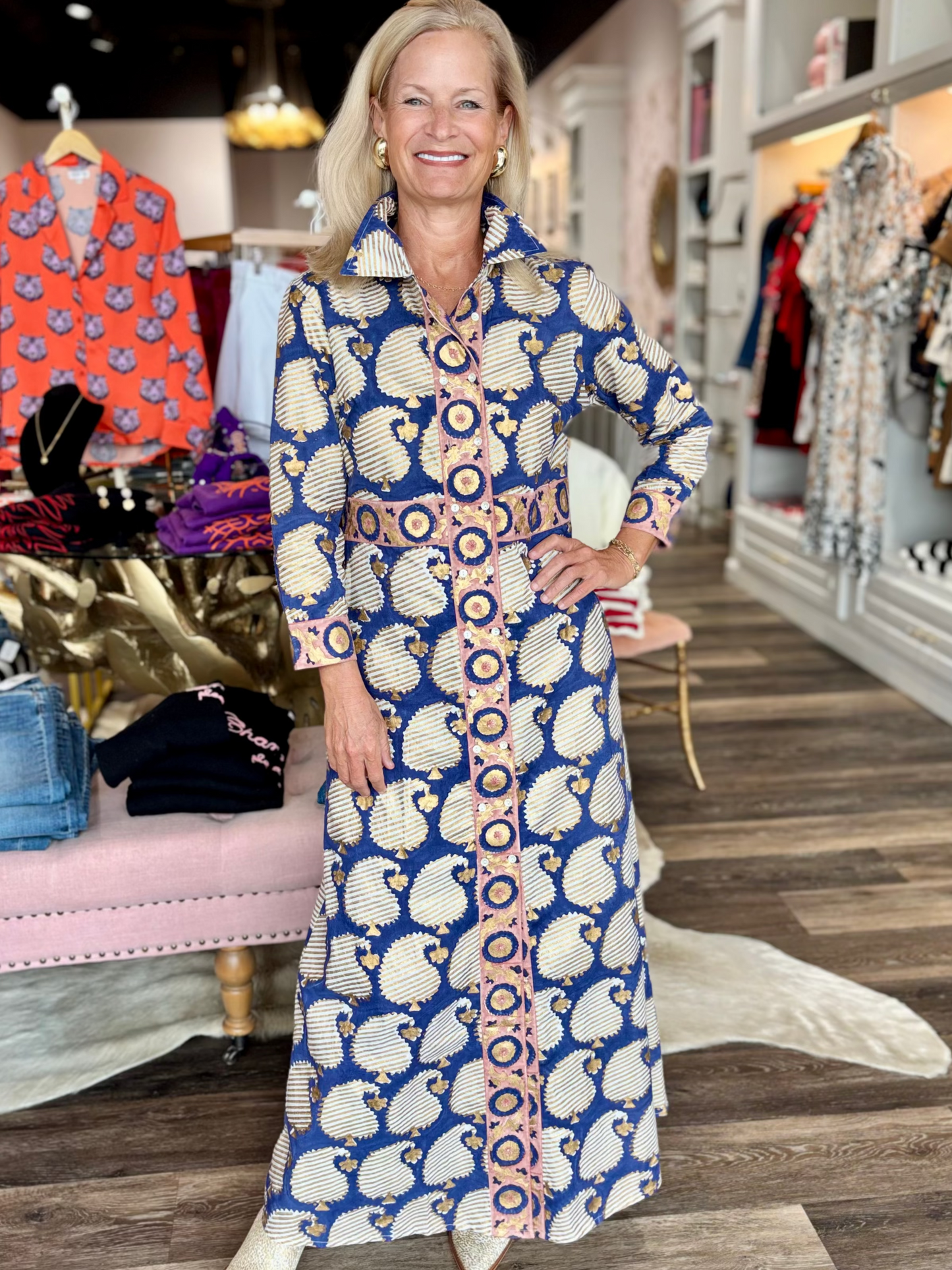 Oliphant Shirt Dress Maxi Agra Navy