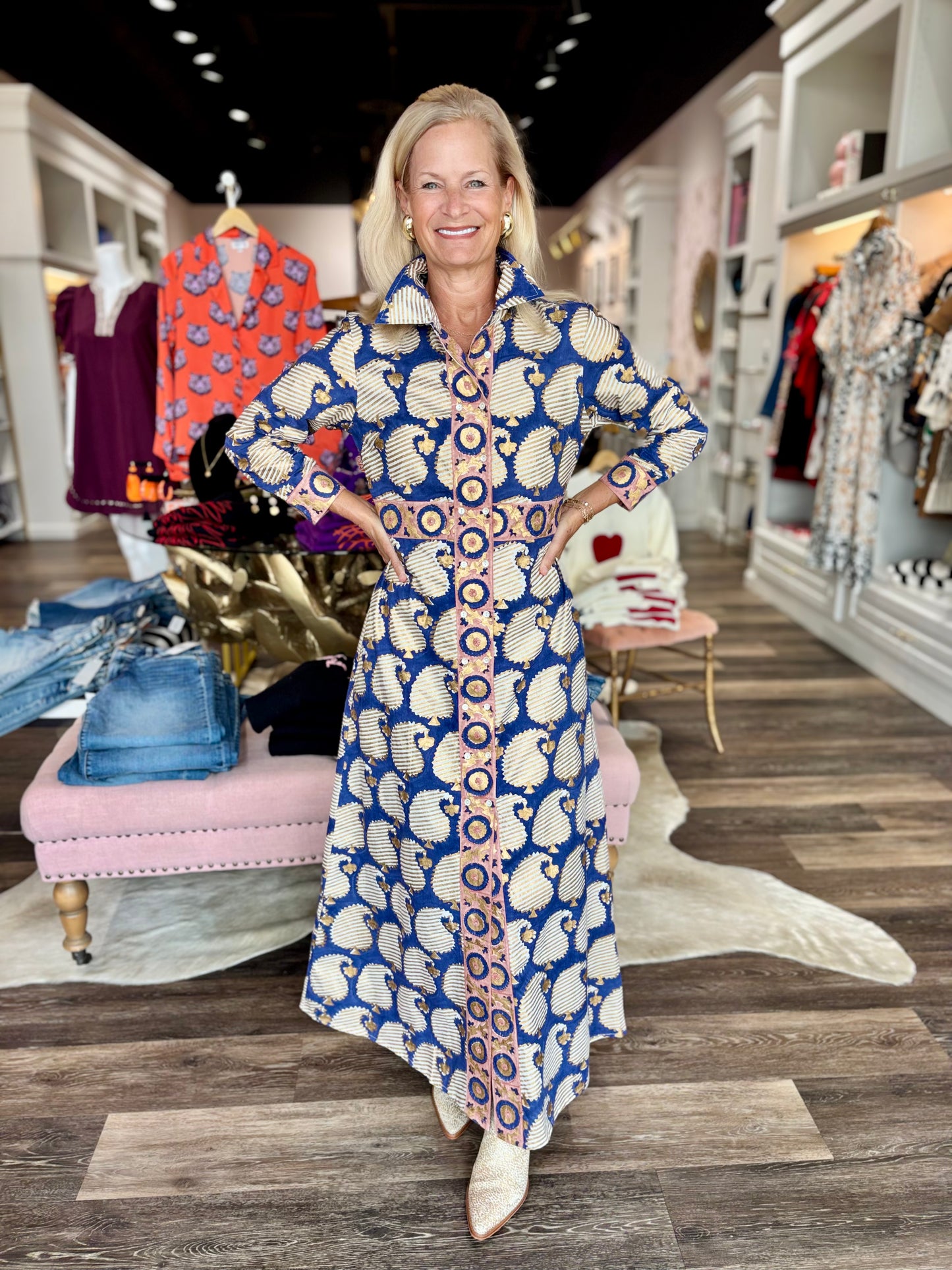 Oliphant Shirt Dress Maxi Agra Navy