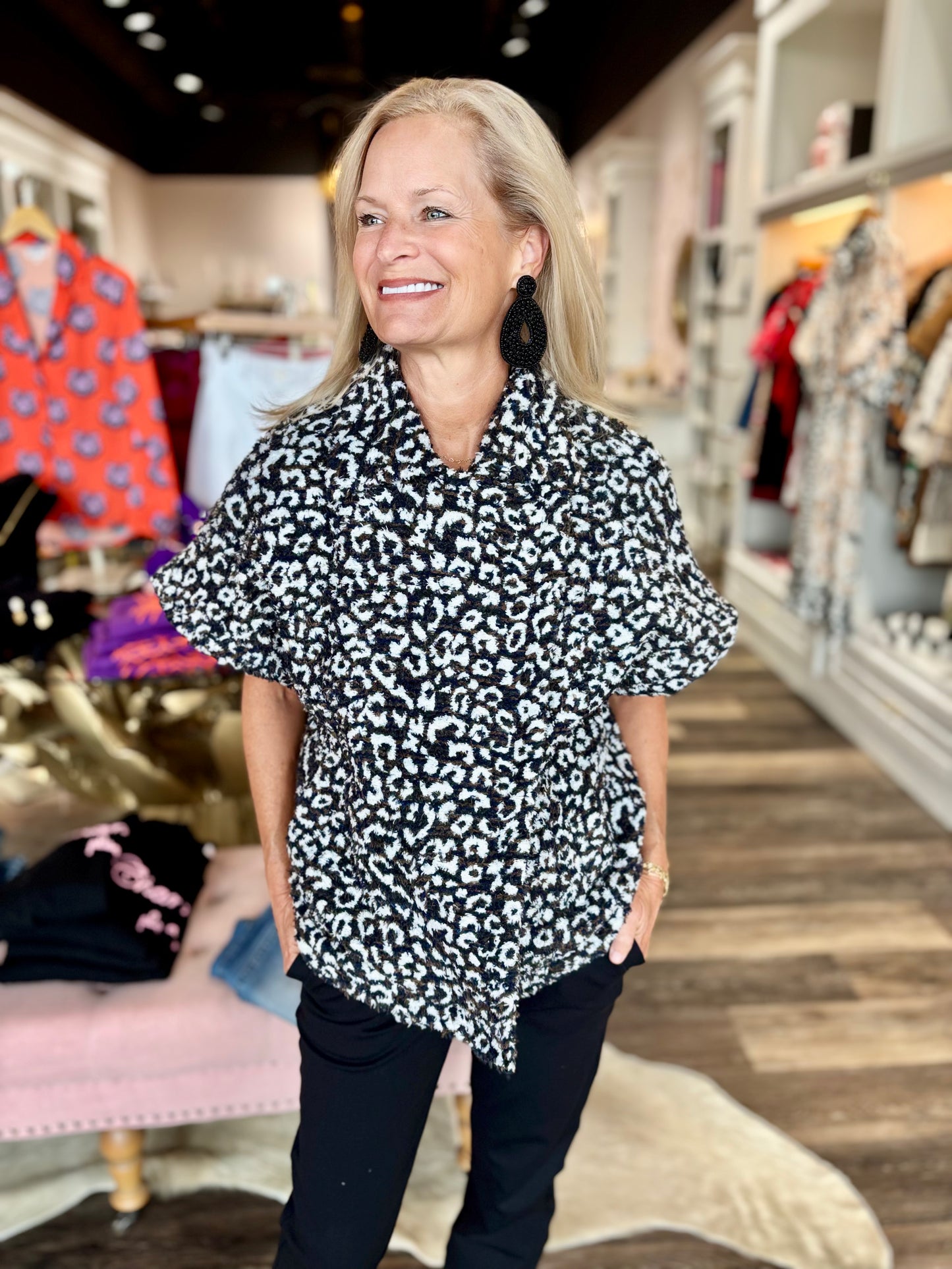 Boho Chic Animal Print Textured Jacket